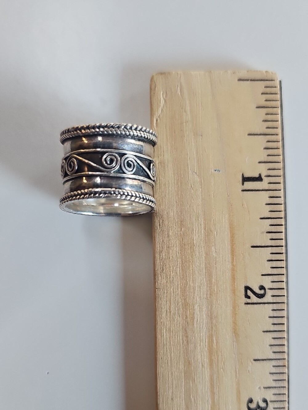 Sterling Silver Wide Swirl Band Ring - Silver - Picture 5 of 5